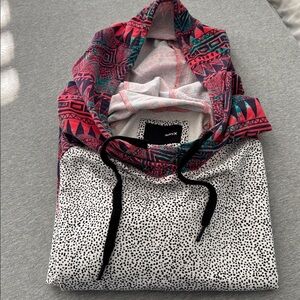Hurley Red and Teal Patterned Hoodie